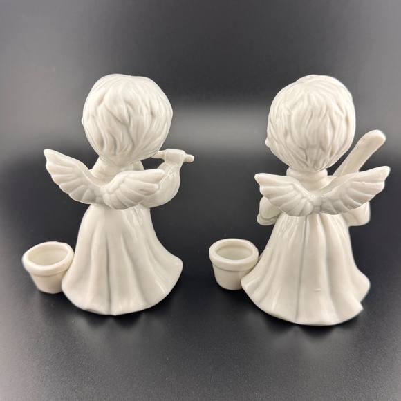 Set Of 2 Vintage Kurt S. Adler Angel Candle Holders Violin Flute - Picture 5 of 6
